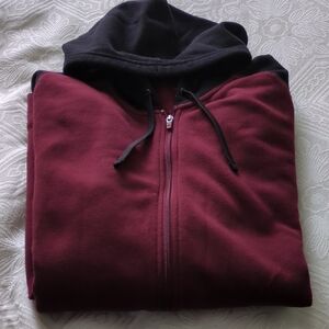 Tek Gear Men's Burgundy and Black Zip-Up Hoodie